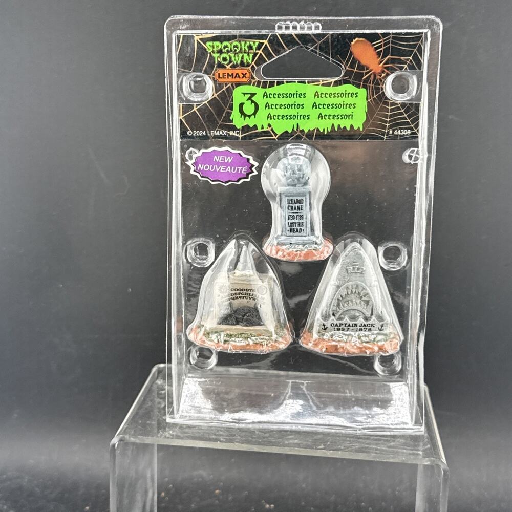 Lemax Spooky Town Halloween Village Accessory Horrid Headstones Set of 3 44308